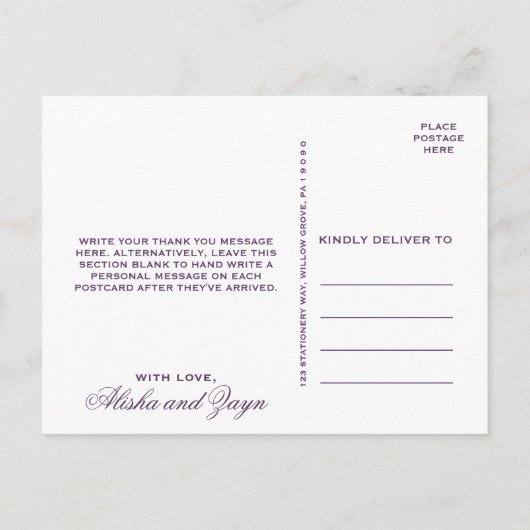 プラムインディアンペイズリーサンキュー ポストカード (裏面)