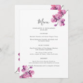 プラムウォーターカラーオーキッド5x7結婚のメニュー メニュー (正面/裏面)