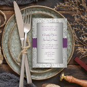 プラムエレガントシルバースワール結婚式招待状 招待状