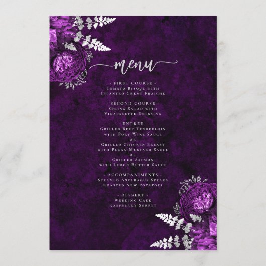 プラムエレガントシルバーフローラ結婚ズ メニュー (正面)