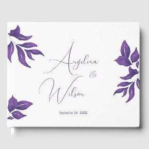 プラムエレガントスクリプトEucalyptus Purple結婚's ゲストブック