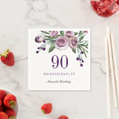 プラムエレガントパープルバラフローラ90誕生日 スタンダードカクテルナプキン (インサイチュ)