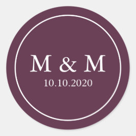 プラムエレガントパープル結婚ズクラシックモノグラム ラウンドシール