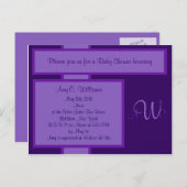 プラムエレガントモノグラムシャワー招待状 インビテーションポストカード (正面/裏面)