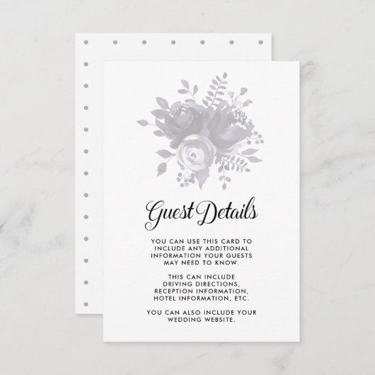 プラムエレガント&グレイフローラス結婚ゲスト詳細 エンクロージャーカード (正面/裏面)