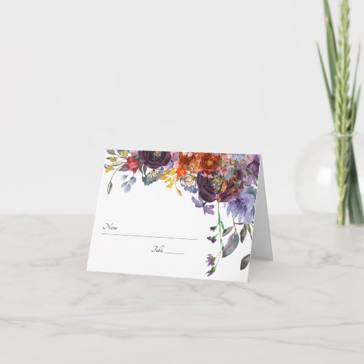 プラムオレンジパーソナライズされた色のフローラ表 サンキューカード (正面)