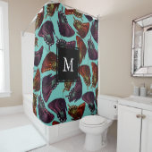 プラムオレンジ蝶の暖かいモノグラム シャワーカーテン (インサイチュ)