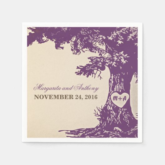 プラムオールドオークツリーヴィンテージ紙 スタンダードカクテルナプキン (正面)