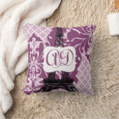 プラムカスタムエッフェルタワーモノグラム花嫁の枕 クッション (ブランケット)