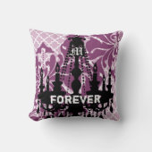 プラムカスタムシャンデリアモノグラ結婚ムと日付 クッション (正面)