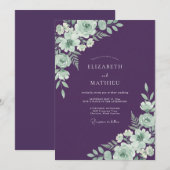 プラムカラーの天空の春の結婚式 招待状 (正面/裏面)