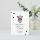 プラムカラーブロックボディスーツ女の子ベビーシャワー 招待状 (スタンド正面)