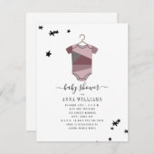 プラムカラーブロックボディスーツ女の子ベビーシャワー 招待状 (正面/裏面)