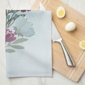 プラムガーベラデイジーブルーフローラブーケアジア美術 キッチンタオル (四つ折り)