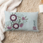 プラムガーベラデイジーブルーフローラブーケアジア美術 ランバークッション (ブランケット)