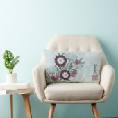 プラムガーベラデイジーブルーフローラブーケアジア美術 ランバークッション (椅子)