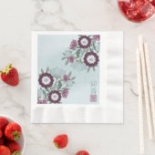 プラムガーベラデイジーブルーフローラブーケアジア美術 縁ありランチョンナプキン (インサイチュ)