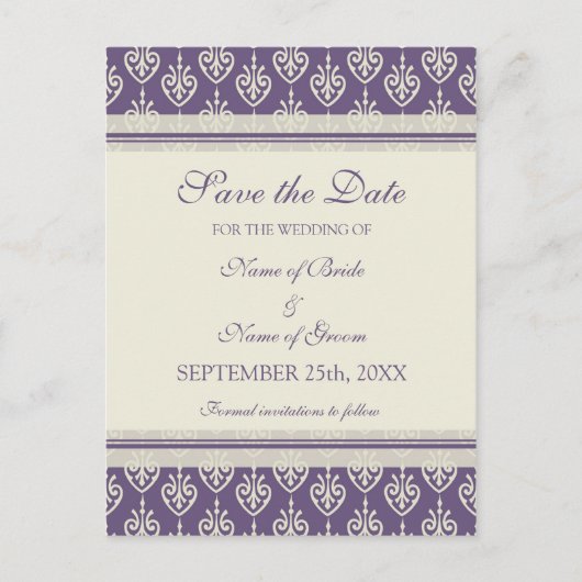 プラムクリームデートの結婚はがきを保存 案内ポストカード (正面)