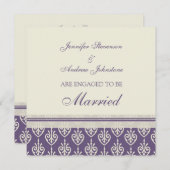 プラムクリーム婚約アナウンスカード 招待状 (正面/裏面)