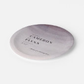 プラムグラデーション&ピモダンックシンプルの水色結婚の ペーパープレート (アングル)