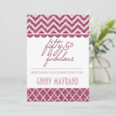 プラムグリッター50およびすばらしい誕生日の招待 招待状 (スタンド正面)