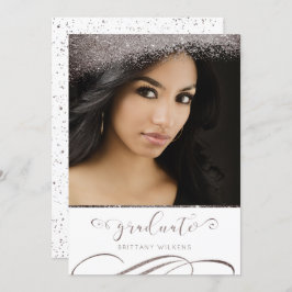 プラムグレイグリッターエレガント台本を卒業 招待状