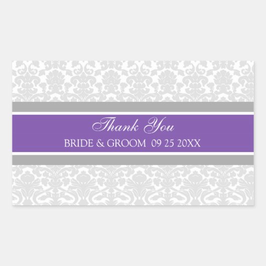プラムグレーダマスクサンキューユー結婚式の引き出物ラベル 長方形シール (正面)
