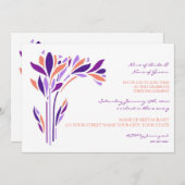 プラムコーラルフローラ婚約パーティ招待状 招待状 (正面/裏面)