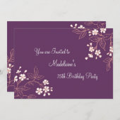 プラムコーラルフローラ75thバースデーパーティ招待状 招待状 (正面/裏面)