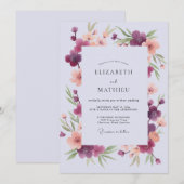 プラムコーラルワイルドフラワーの結婚式 招待状 (正面/裏面)