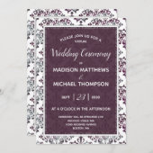 プラムシルバーのバーチャルウェディングライブストリーミングウェディング 招待状 (正面/裏面)