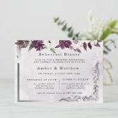プラムシルバージオメトリックフローラリハーサルディナー 招待状 (スタンド正面)