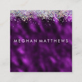 プラムシルバースパークル美しいスタイリストメイクアップアーティスト スクエア名刺 (正面)