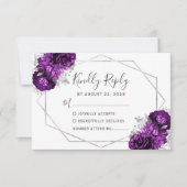 プラムシルバーフローラ幾何学白 出欠カード (正面)