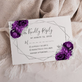 プラムシルバーフローラ幾何学白 出欠カード