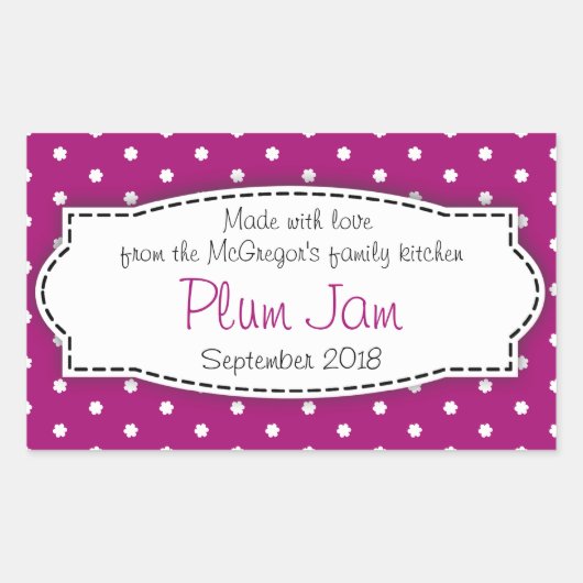 プラムジャムは紫色の食品ラベルのシールを保存 長方形シール (正面)