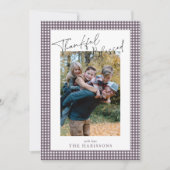 プラムジンガム感謝感謝感謝写真賛美Plum Gingham Thanks & Thanks Givi 招待状 (正面)