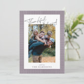 プラムジンガム感謝感謝感謝写真賛美Plum Gingham Thanks & Thanks Givi 招待状 (スタンド正面)