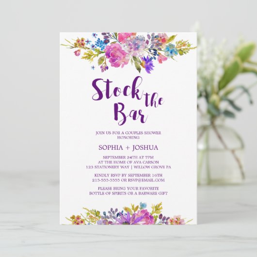 プラムストックザバーカップルのシャワー 招待状 (スタンド正面)