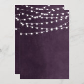 プラムストリングライトの白紙招待状テンプレート (正面/裏面)