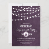 プラムストリングライト婚約パーティ招待状 招待状 (正面)