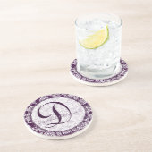 プラムダマスクモノグラム結婚のアニバーサリーコースター コースター (側面)
