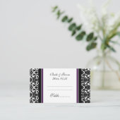 プラムダマスク結婚式テーブル場所設定カード プレイスカード (スタンド正面)