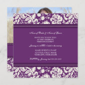 プラムダマスク織の写真の婚約パーティの招待状 招待状 (正面/裏面)