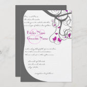 プラムツリースワールプラムラブバード結婚式招待状 招待状 (正面/裏面)