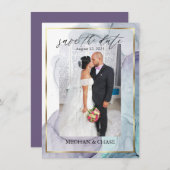 プラムティール(緑がかった色)フォトアルコールインク抽象芸術 セーブザデート (正面/裏面)