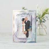 プラムティール(緑がかった色)フォトアルコールインク抽象芸術 セーブザデート (スタンド正面)