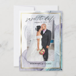 プラムティール（緑がかった色）フォトアルコールインク抽象芸術 セーブザデート