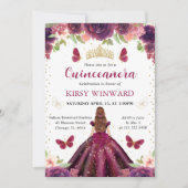 プラムドレスレッドフォールドプリンセスキンセアニェラ 招待状 (正面)