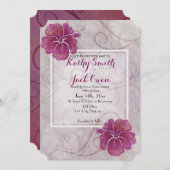 プラムハイビスカスの結婚式の招待状 招待状 (正面/裏面)